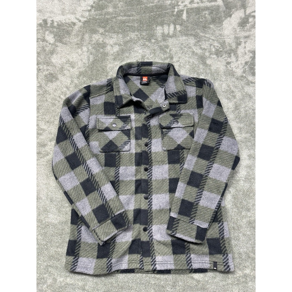 Quicksilver‎ Youth Large (14/16) Plaid Button Up Fleece Jacket